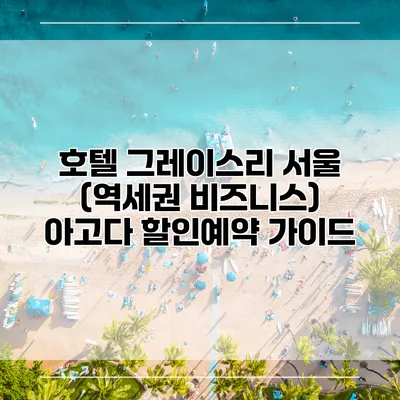 호텔 그레이스리 서울 (역세권 비즈니스) 아고다 할인예약 가이드