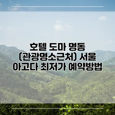 호텔 도마 명동 (관광명소근처) 서울 아고다 최저가 예약방법