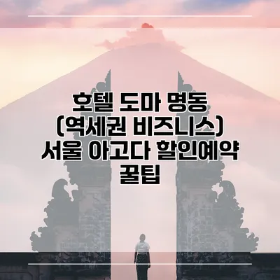 호텔 도마 명동 (역세권 비즈니스) 서울 아고다 할인예약 꿀팁