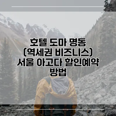 호텔 도마 명동 (역세권 비즈니스) 서울 아고다 할인예약 방법