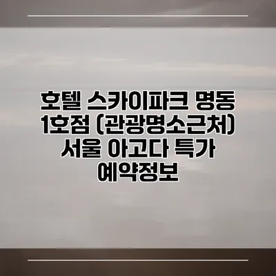 호텔 스카이파크 명동 1호점 (관광명소근처) 서울 아고다 특가 예약정보