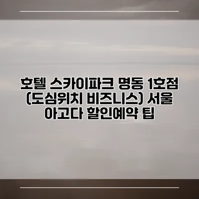 호텔 스카이파크 명동 1호점 (도심위치 비즈니스) 서울 아고다 할인예약 팁
