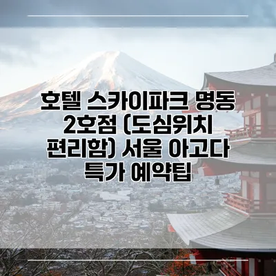 호텔 스카이파크 명동 2호점 (도심위치 편리함) 서울 아고다 특가 예약팁