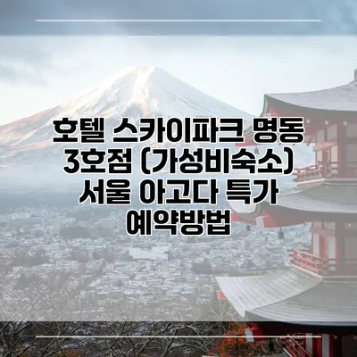 호텔 스카이파크 명동 3호점 (가성비숙소) 서울 아고다 특가 예약방법
