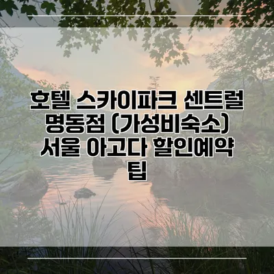 호텔 스카이파크 센트럴 명동점 (가성비숙소) 서울 아고다 할인예약 팁
