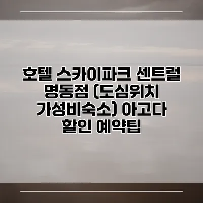 호텔 스카이파크 센트럴 명동점 (도심위치 가성비숙소) 아고다 할인 예약팁