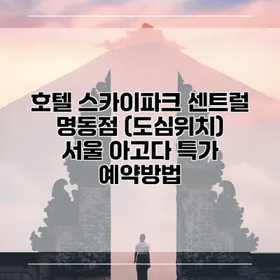 호텔 스카이파크 센트럴 명동점 (도심위치) 서울 아고다 특가 예약방법
