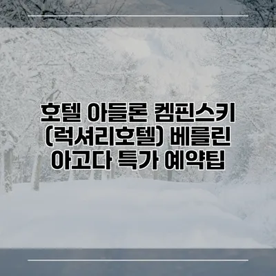 호텔 아들론 켐핀스키 (럭셔리호텔) 베를린 아고다 특가 예약팁