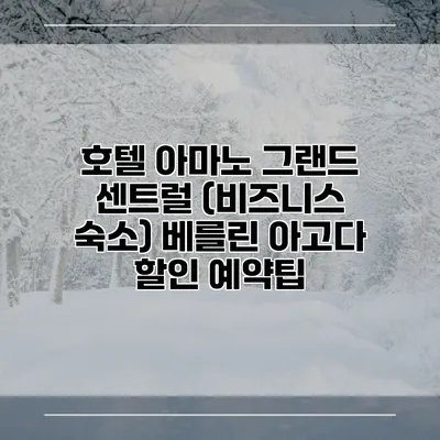 호텔 아마노 그랜드 센트럴 (비즈니스 숙소) 베를린 아고다 할인 예약팁