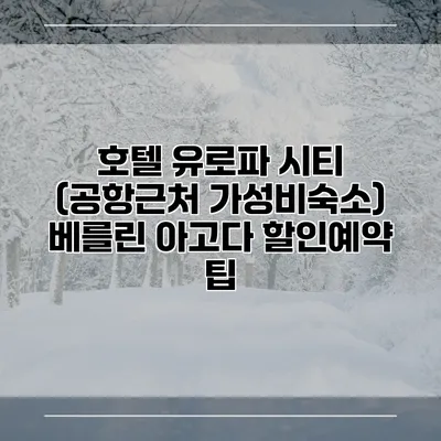 호텔 유로파 시티 (공항근처 가성비숙소) 베를린 아고다 할인예약 팁