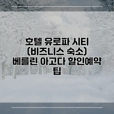 호텔 유로파 시티 (비즈니스 숙소) 베를린 아고다 할인예약 팁