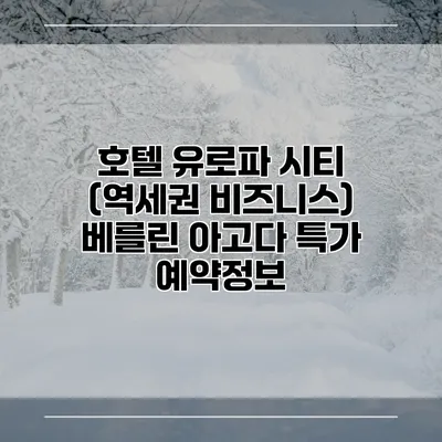 호텔 유로파 시티 (역세권 비즈니스) 베를린 아고다 특가 예약정보