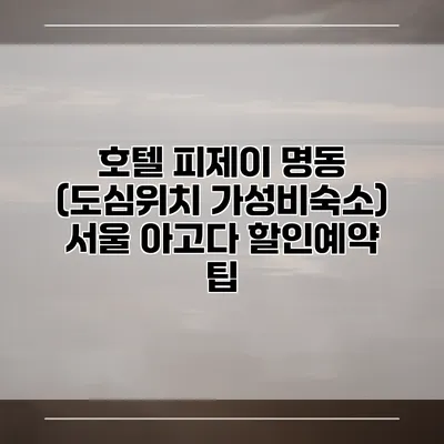 호텔 피제이 명동 (도심위치 가성비숙소) 서울 아고다 할인예약 팁