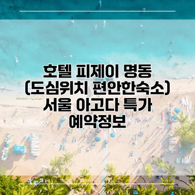 호텔 피제이 명동 (도심위치 편안한숙소) 서울 아고다 특가 예약정보